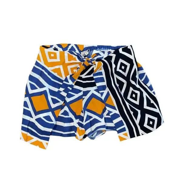 NWT! Ella Moss Sarong Printed Luanda Front Tie Shorts Skort - Size Large - Picture 8 of 10
